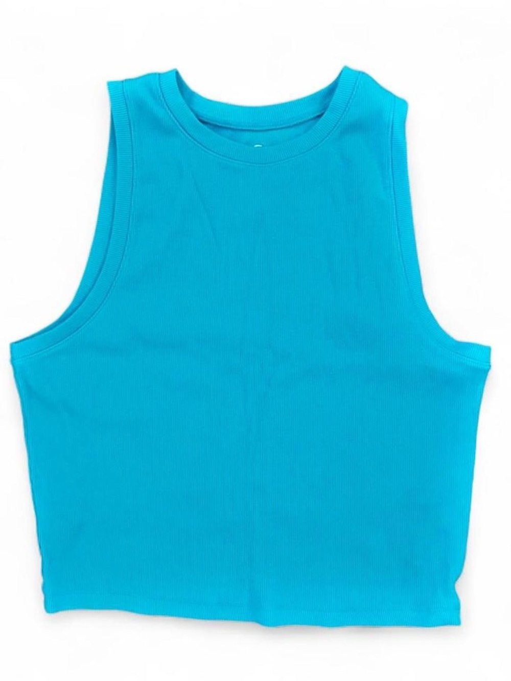 Hollister aqua blue ribbed summer cropped tank top Size XL